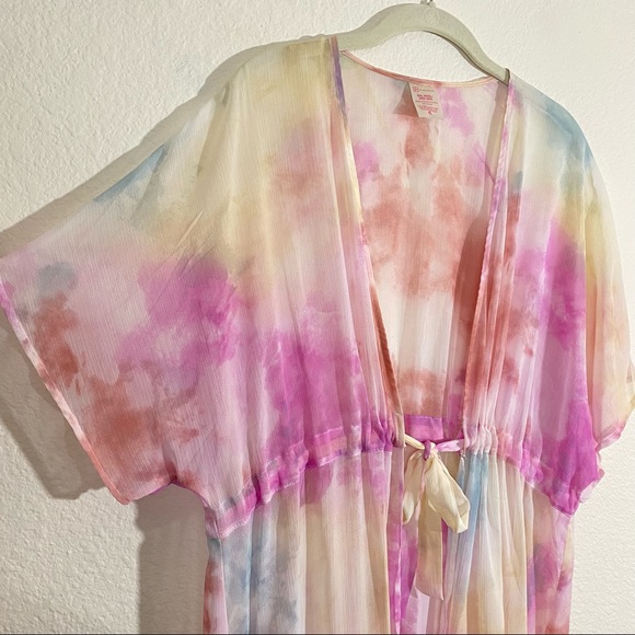 Sz: XXL/XXXL (2X-3X) Dark Leopard Print & Tie-Dye Multi-Color Swim Cover Kimonos - Picture 10 of 14